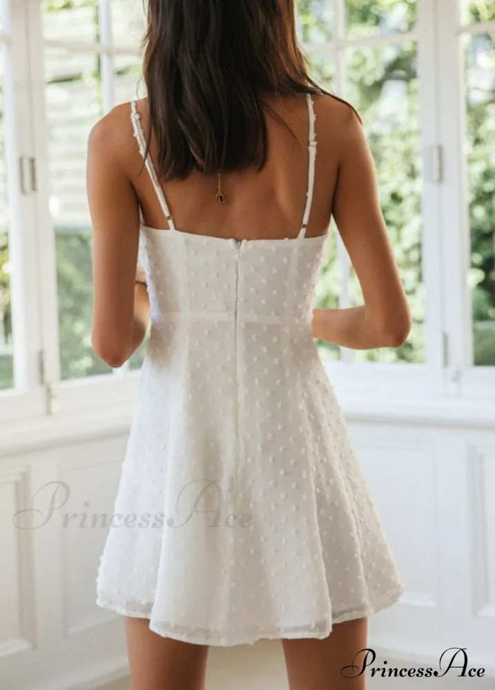 White Cotton Polka Dot Mini Dress - Image 8