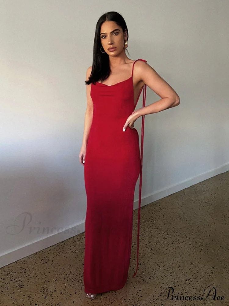 Lace-up Backless Dress