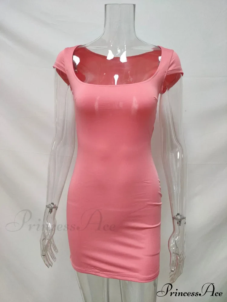Solid Color Sexy Slim Hollow Out Mini Dress - Image 12