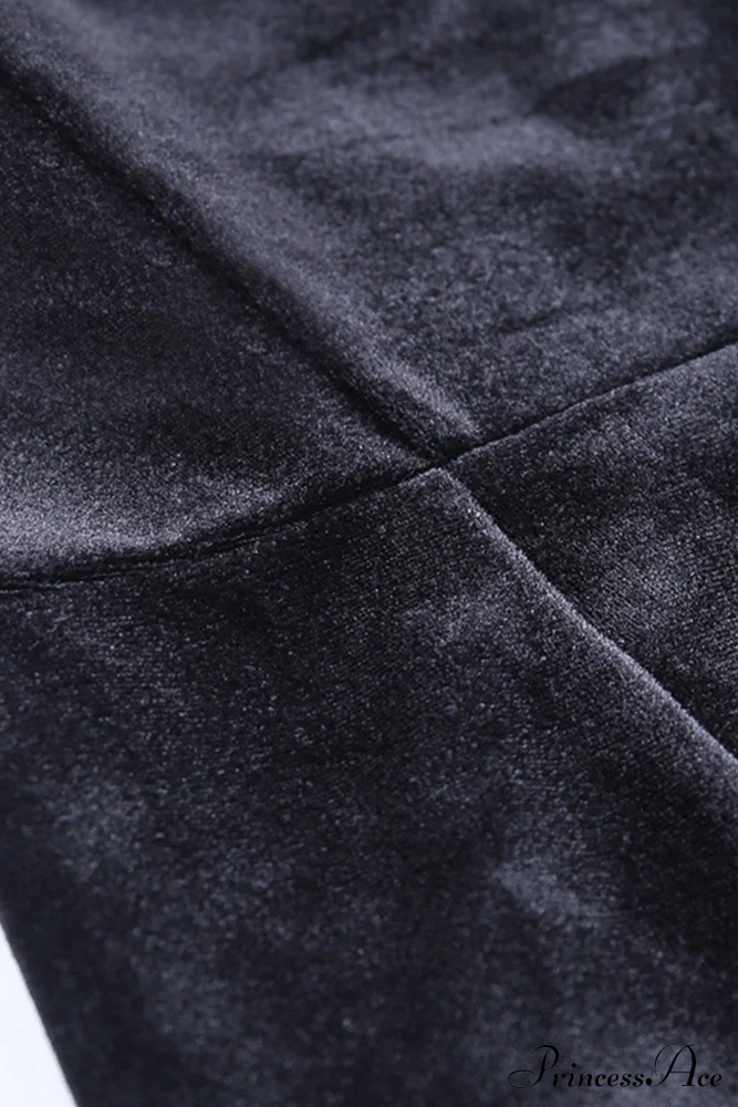 Velvet Split Dress with Fuzzy Shoulders - Image 8