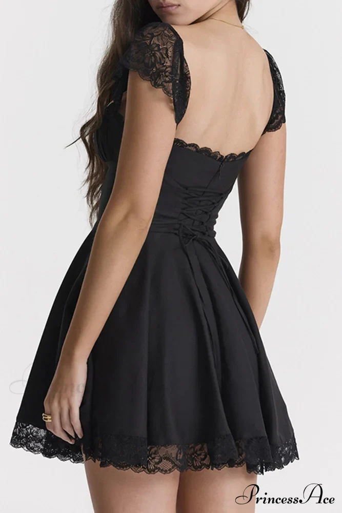 Strappy Lace Patchwork Corset Dress - Image 14