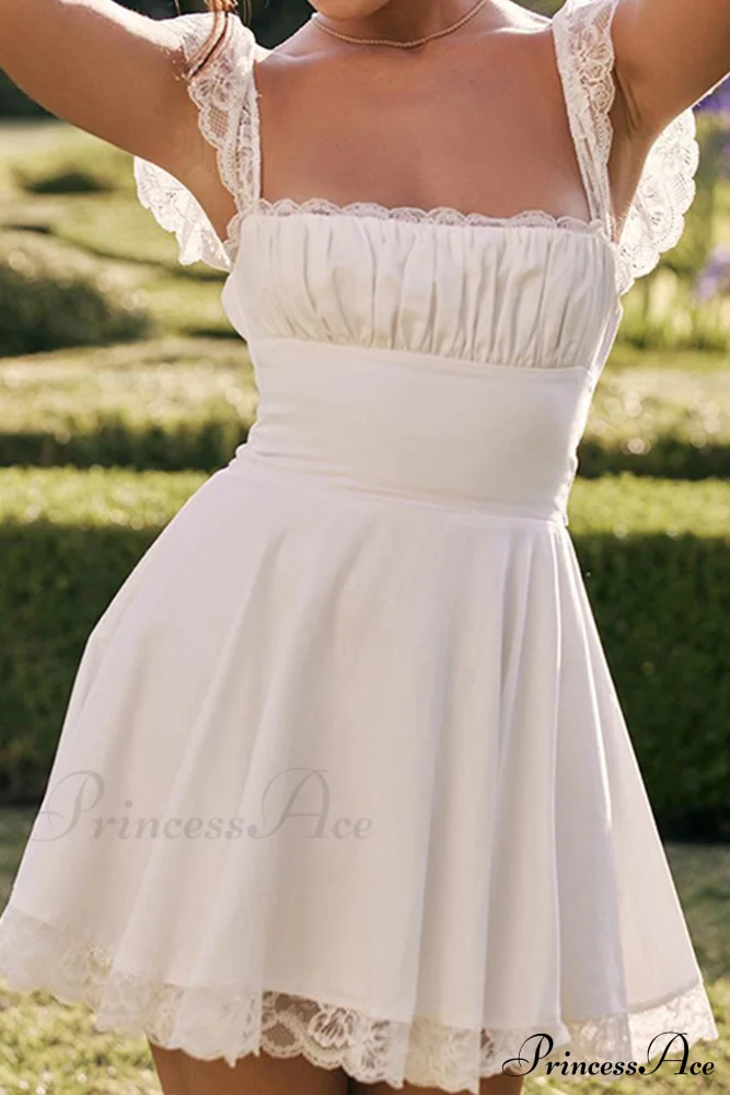Strappy Lace Patchwork Corset Dress - Image 5