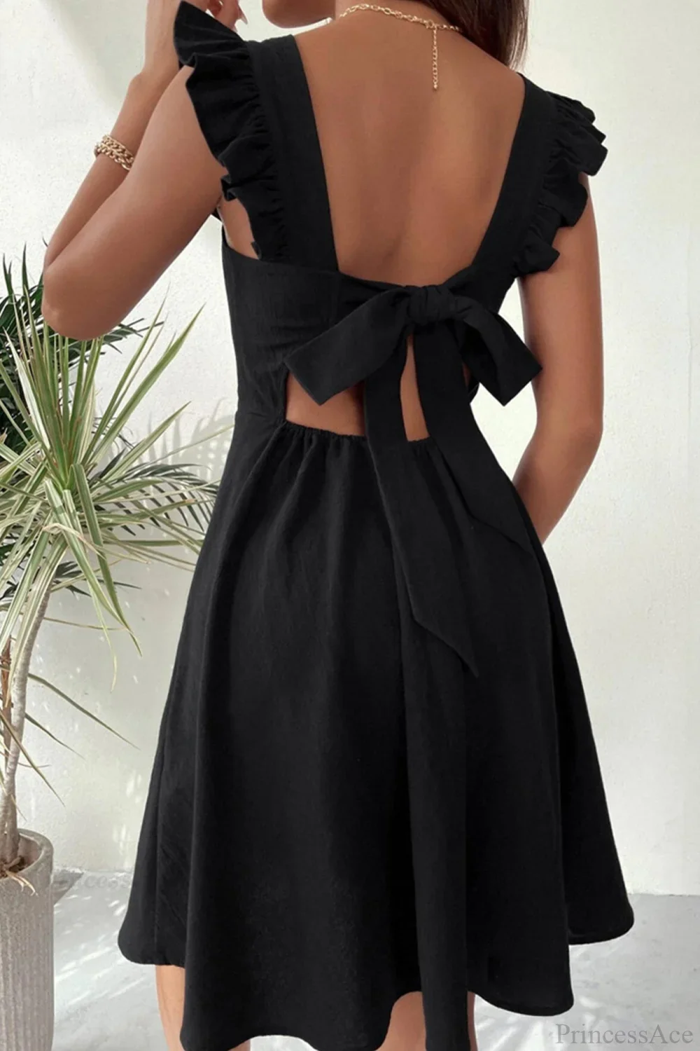 Sleeveless Mini Dress with Ruffle Tie-back - Image 12