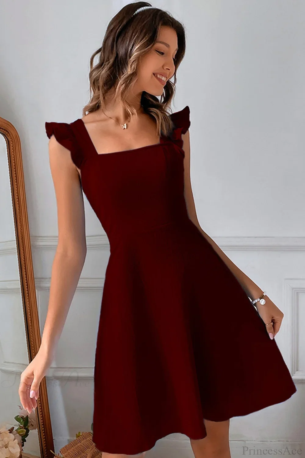 Sleeveless Mini Dress with Ruffle Tie-back - Image 7