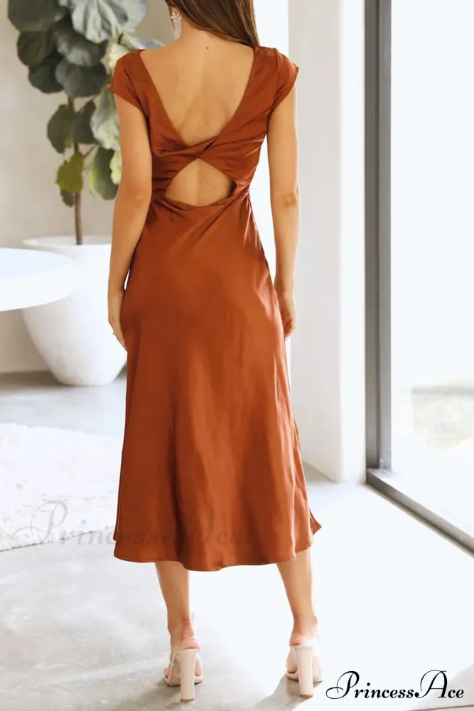 Satin Cowl Neck Dress with Twisted-back Slit - Image 2