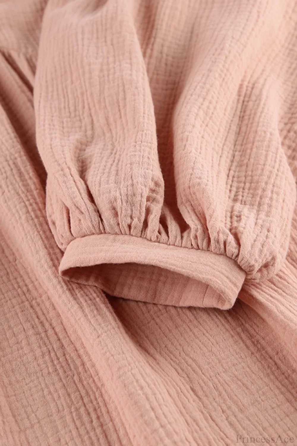 Crepe V Neck Puff Sleeve Loose Dress - Image 5
