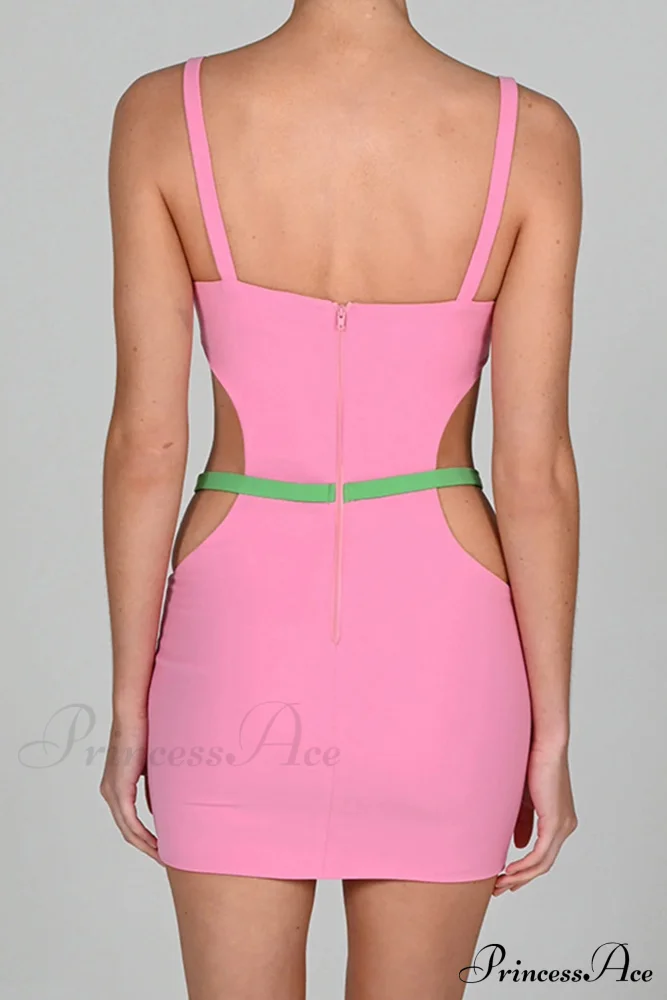 Cutout Slit Back Cami Mini Dress with Contrast - Image 13