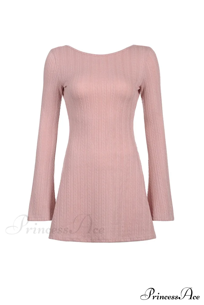 Flares Sleeve Backless Cable Knit Dress - Image 13