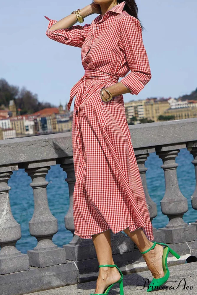 Tie-Waist Plaid Dress - Image 2