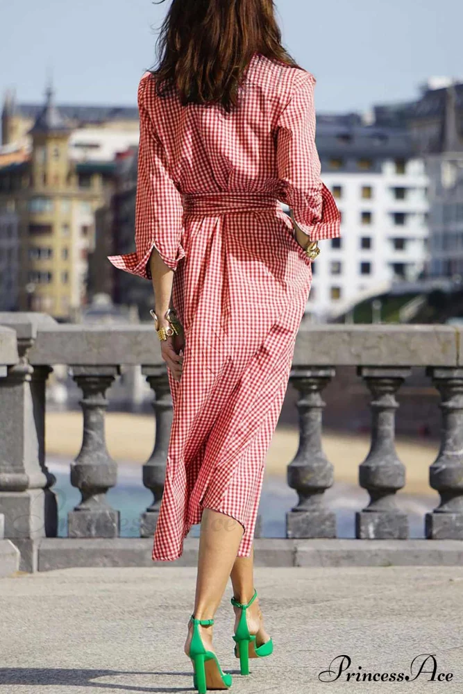 Tie-Waist Plaid Dress - Image 3