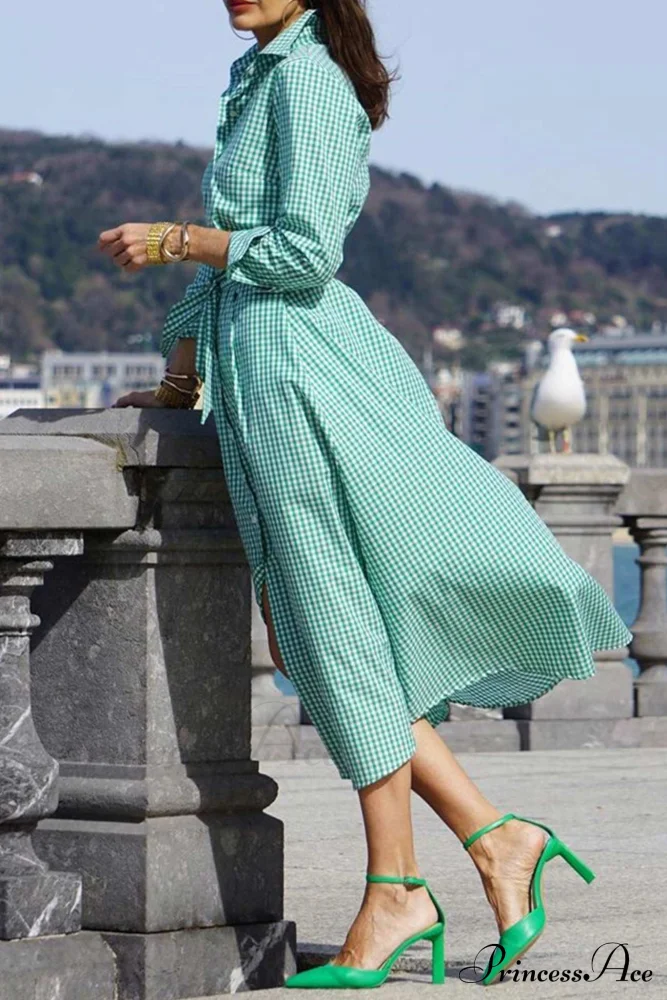 Tie-Waist Plaid Dress - Image 5