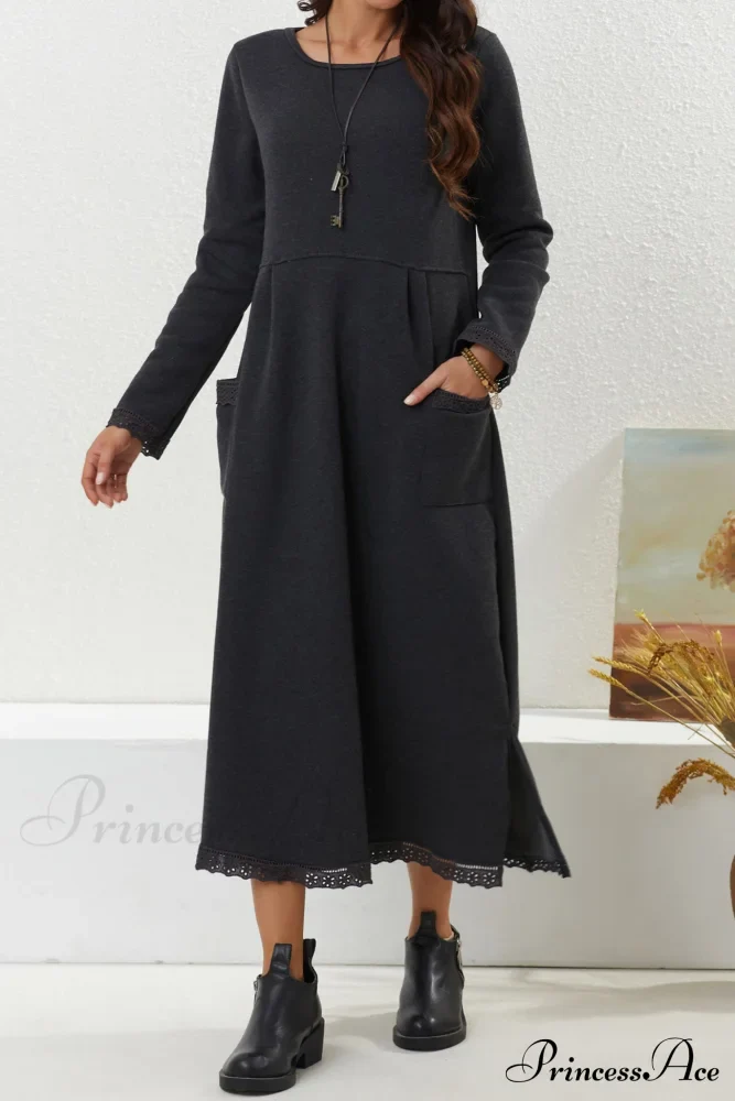 Pocketed Lacework Hem Dress - Image 6