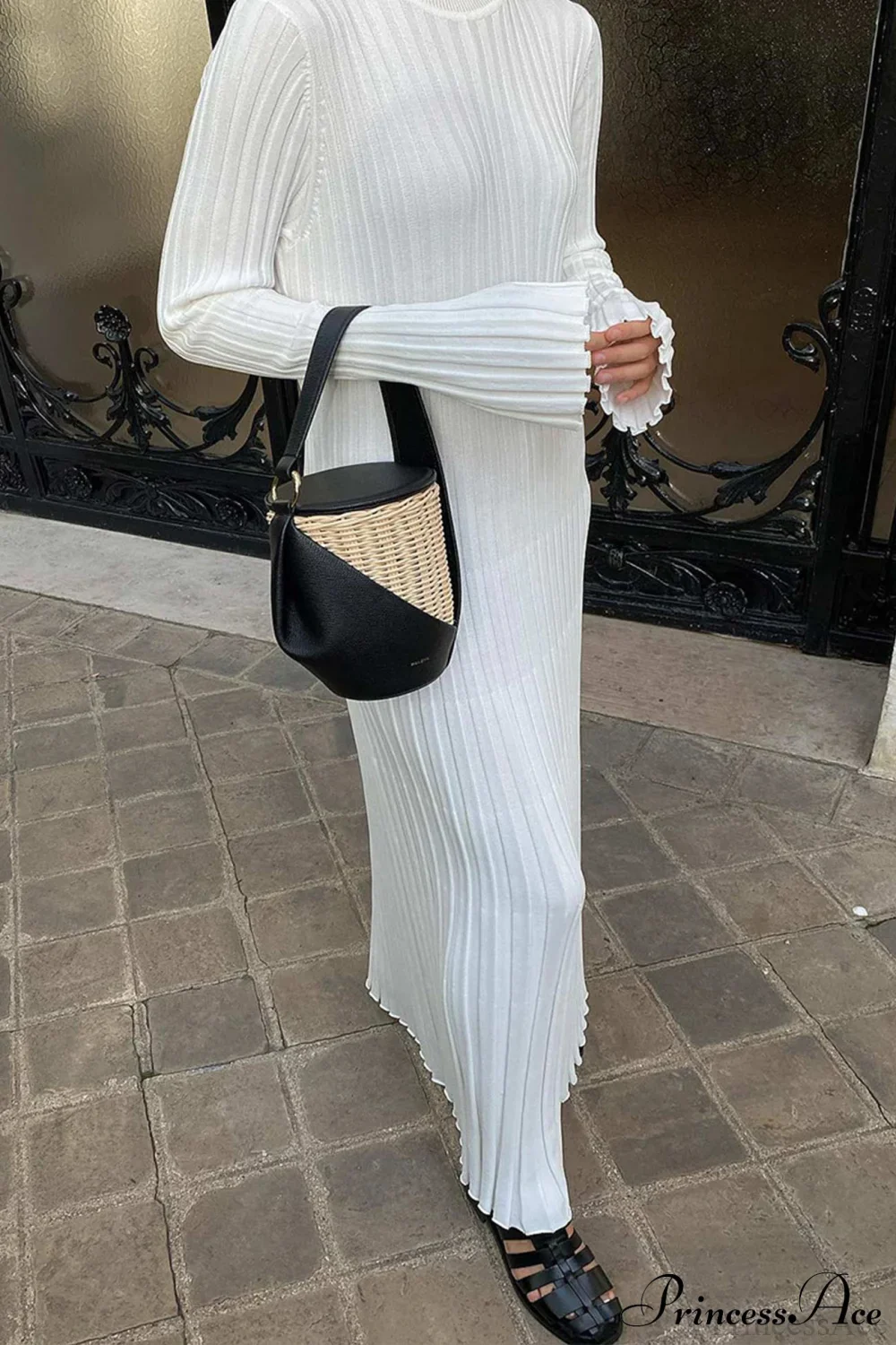 Ribbed Knit Tie Waist Dress - Image 3