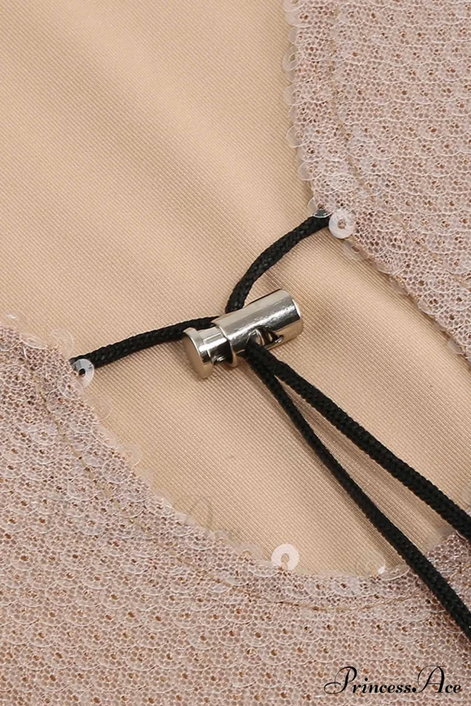Sequins V Neck Flares Sleeve Pack Hip Dress - Image 8