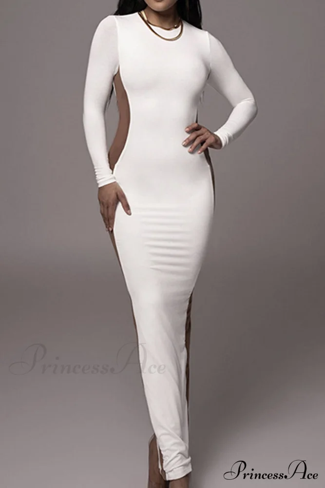 Crew Neck Long Sleeve Slit Midi Dress - Image 7