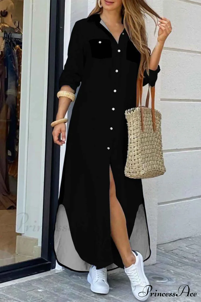 Button Up Pocket Shirt Dress - Long Sleeve - Image 6