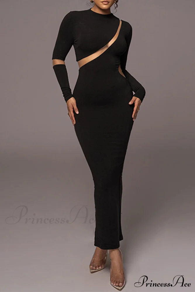 Irregular Slit Long Sleeve Dress - Image 2