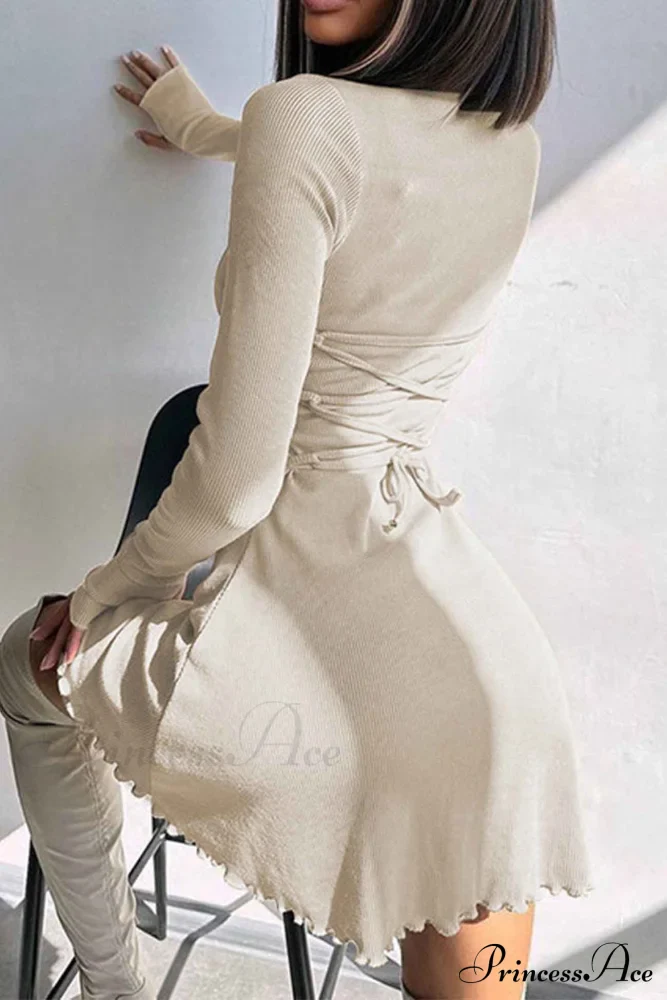 Back Strap Long Sleeve Mini Dress - Image 8