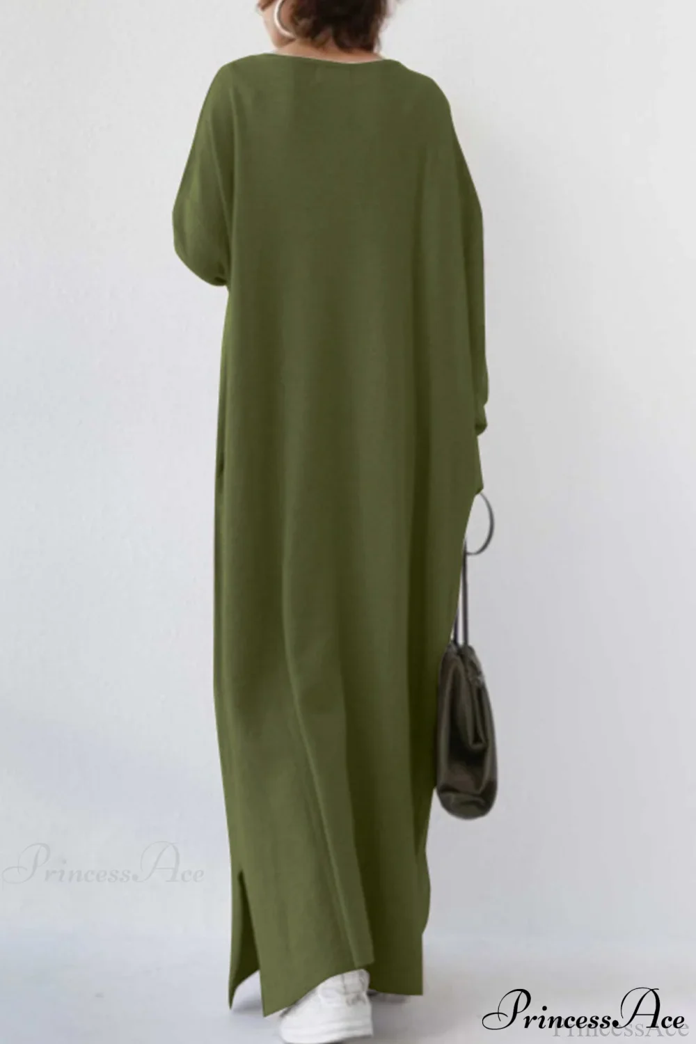 Slit Hem V Neck Sweatshirt Dress - Image 8
