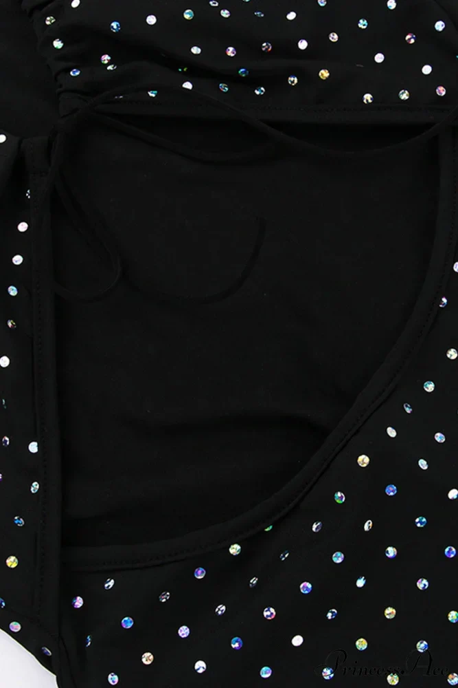 Rhinestone Mesh Cutout Dress - Image 11