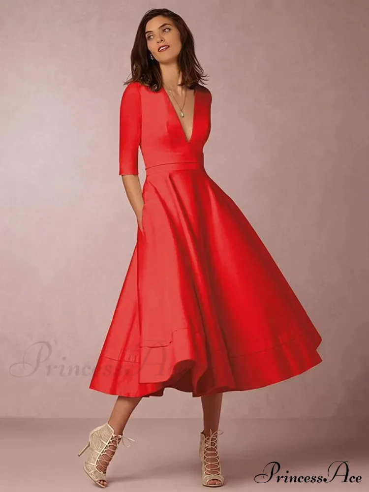 Elegant White V-neck Evening Dress - Image 2
