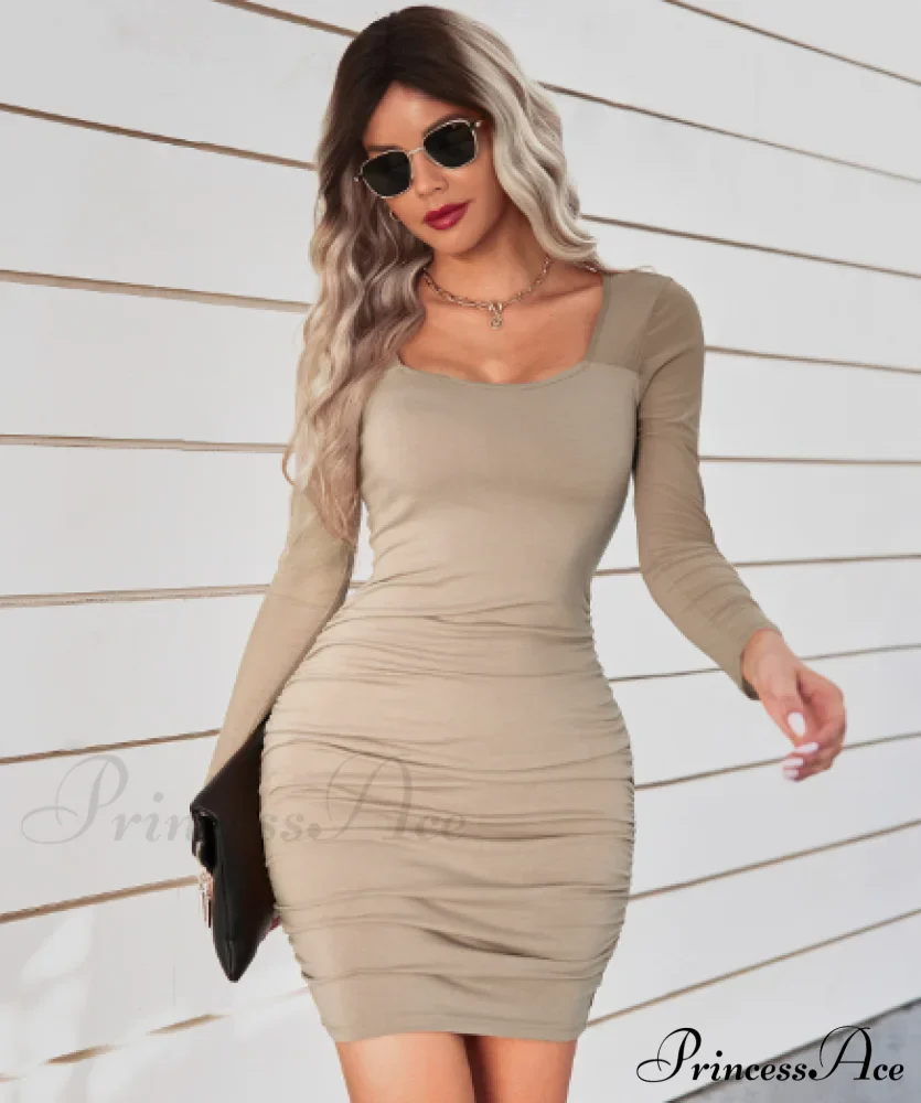 Square Collar Slim Hip Dress