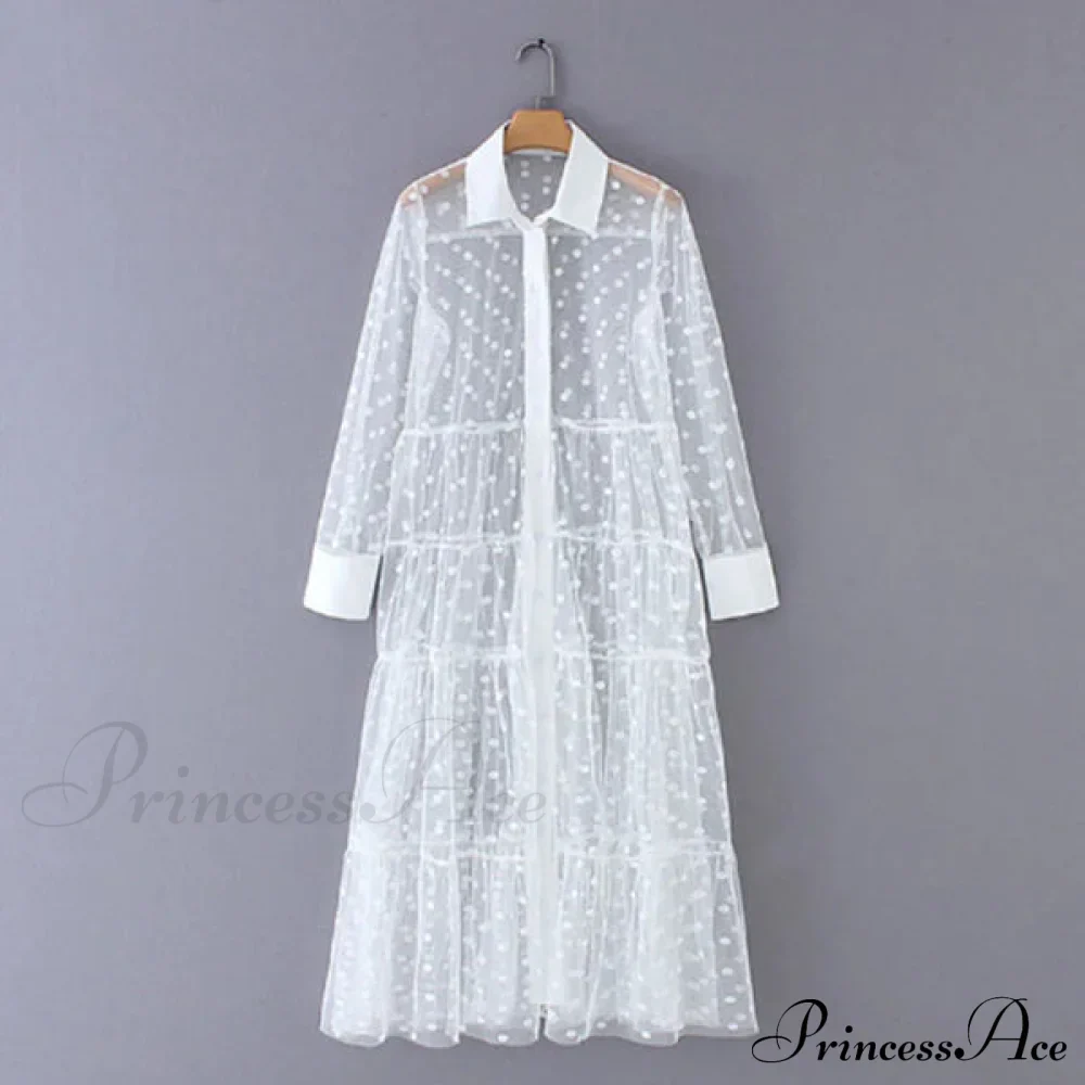 Sheer Lace Cover Up with Polka Dot Pattern for Summer - Image 3