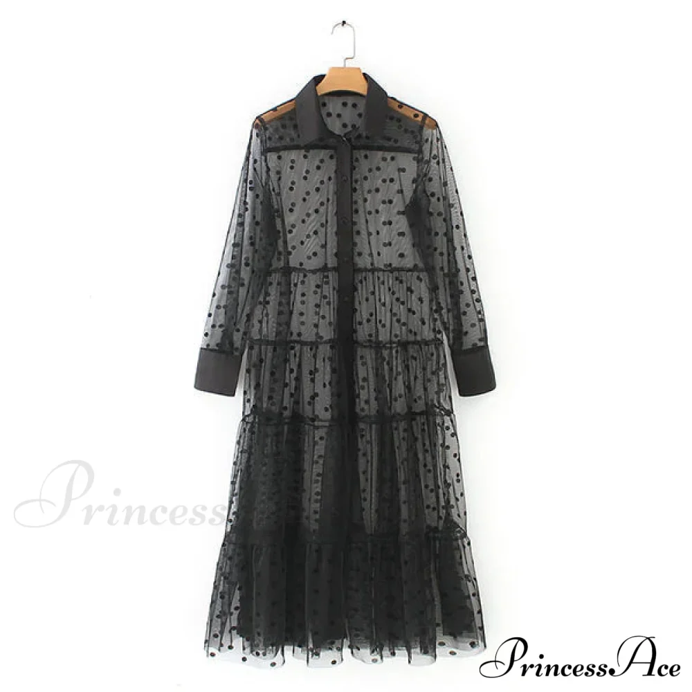 Sheer Lace Cover Up with Polka Dot Pattern for Summer - Image 5