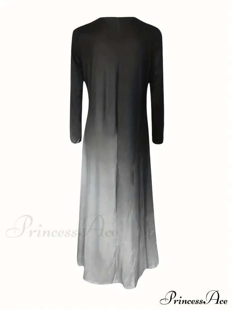 Elegant Crew Neck Long Sleeve Maxi Dress - Image 2