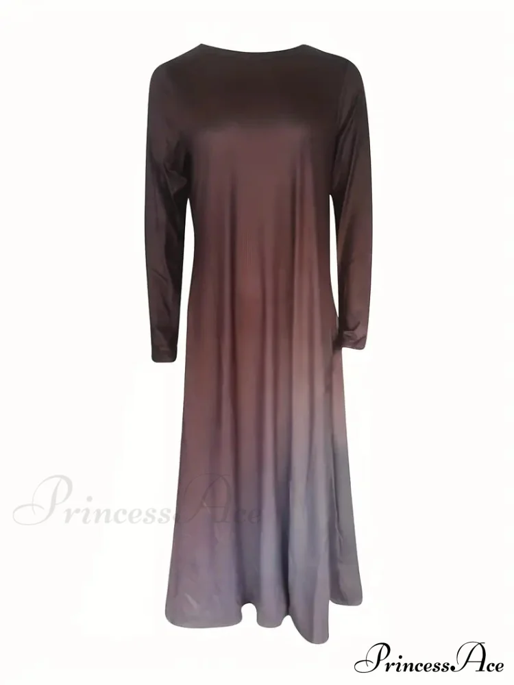 Elegant Crew Neck Long Sleeve Maxi Dress - Image 3