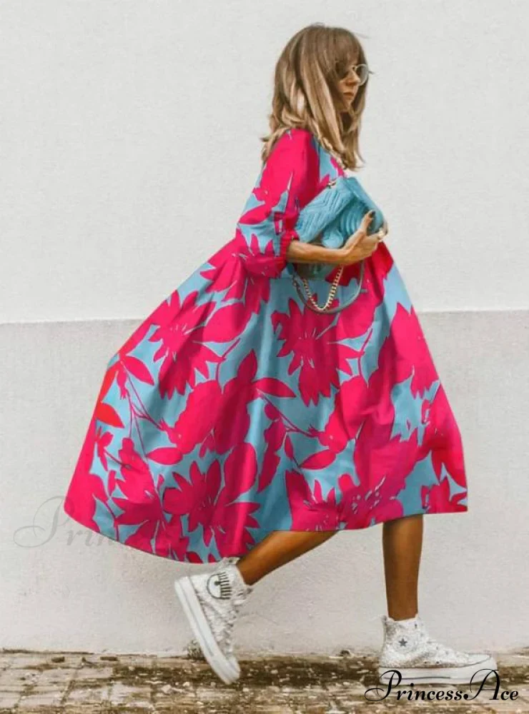 LOOSE OVERSIZED LONG SLEEVE MIDI DRESS - COLOR - Image 2