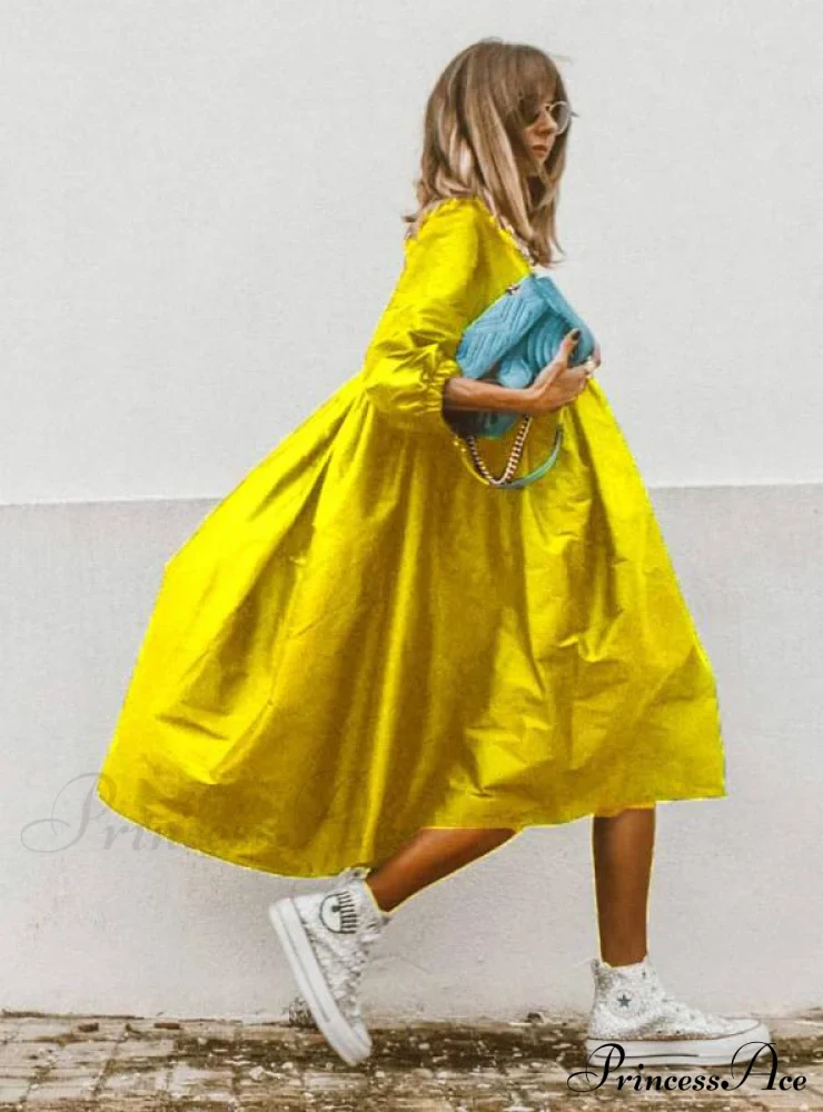 LOOSE OVERSIZED LONG SLEEVE MIDI DRESS - COLOR - Image 4