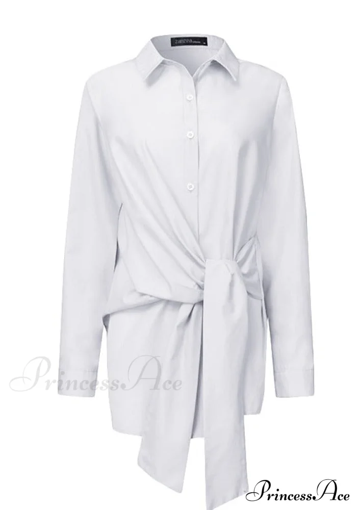 ZANZE SELF-TIE SHIRT - Plus Size - Image 6