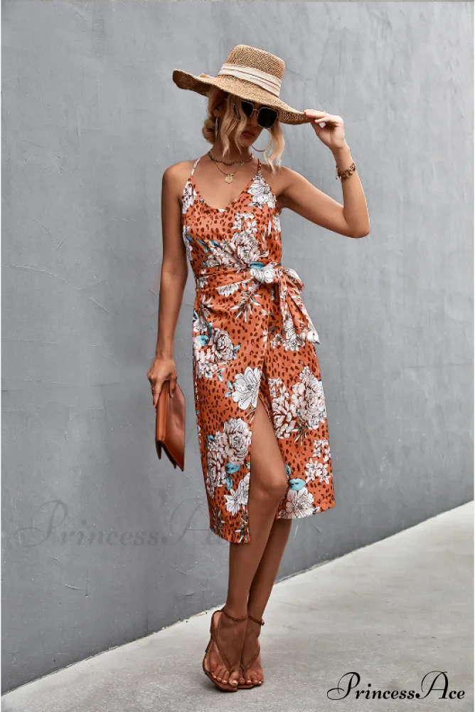 Seductive Suspender V-Neck Dress with Strap Slit - Image 3