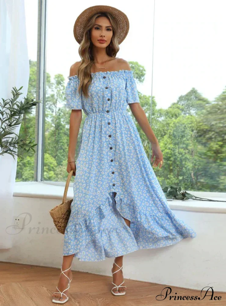 Short-Sleeve Printed Dress with Irregular Pattern