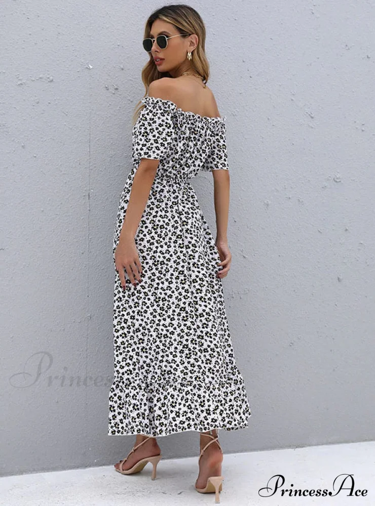 Short-Sleeve Printed Dress with Irregular Pattern - Image 3