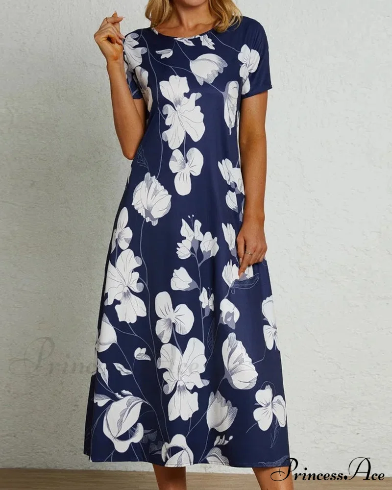 Short sleeve fashion dress with print