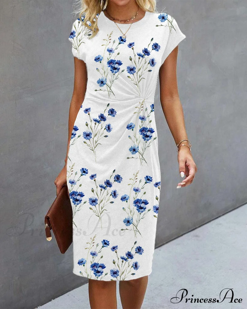 Floral Print Short Sleeve Dress