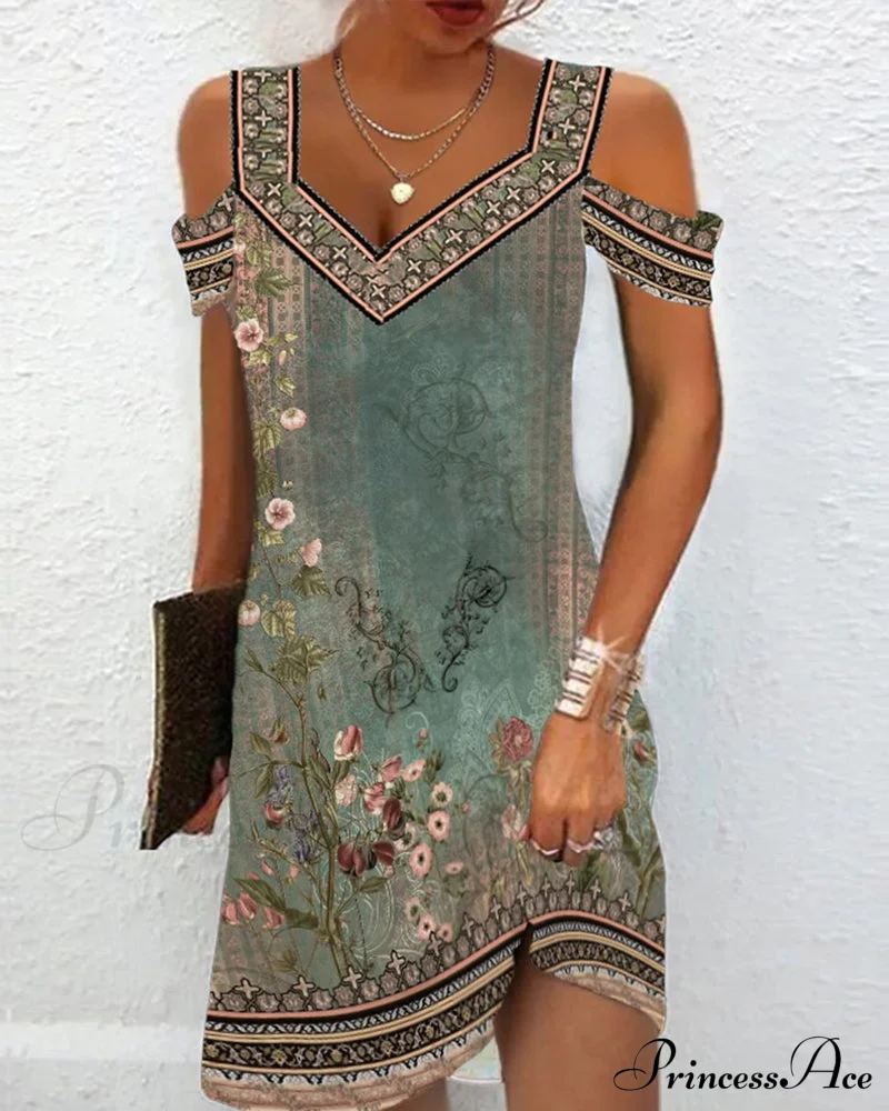 Cold Shoulder Dress with Floral Print
