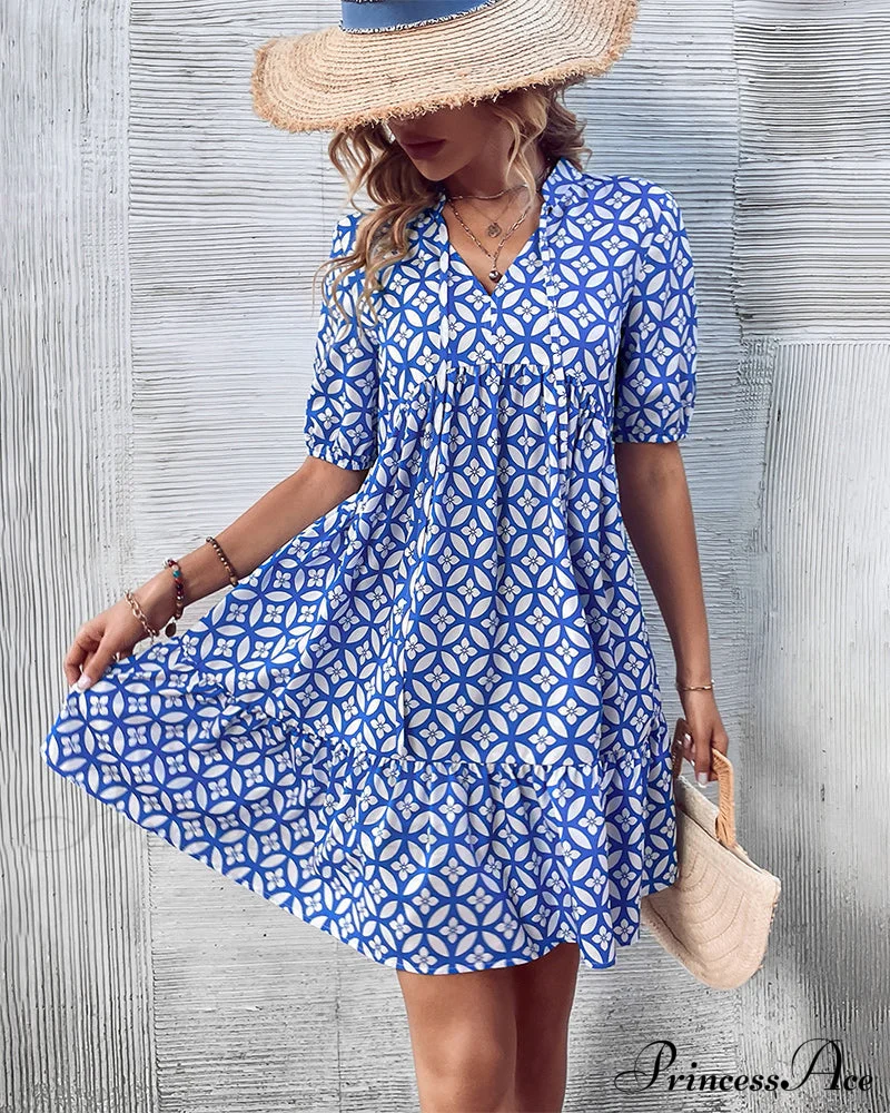 Short Sleeve Dress - Fresh Print