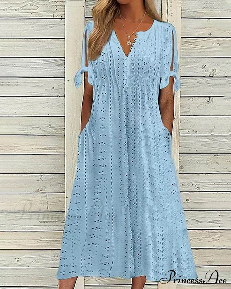 V-neck solid color dress