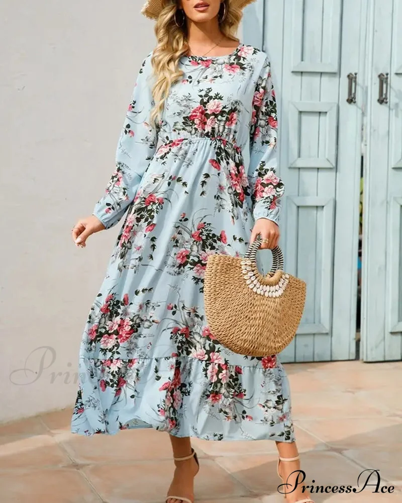 Floral Print Round Neck Dress