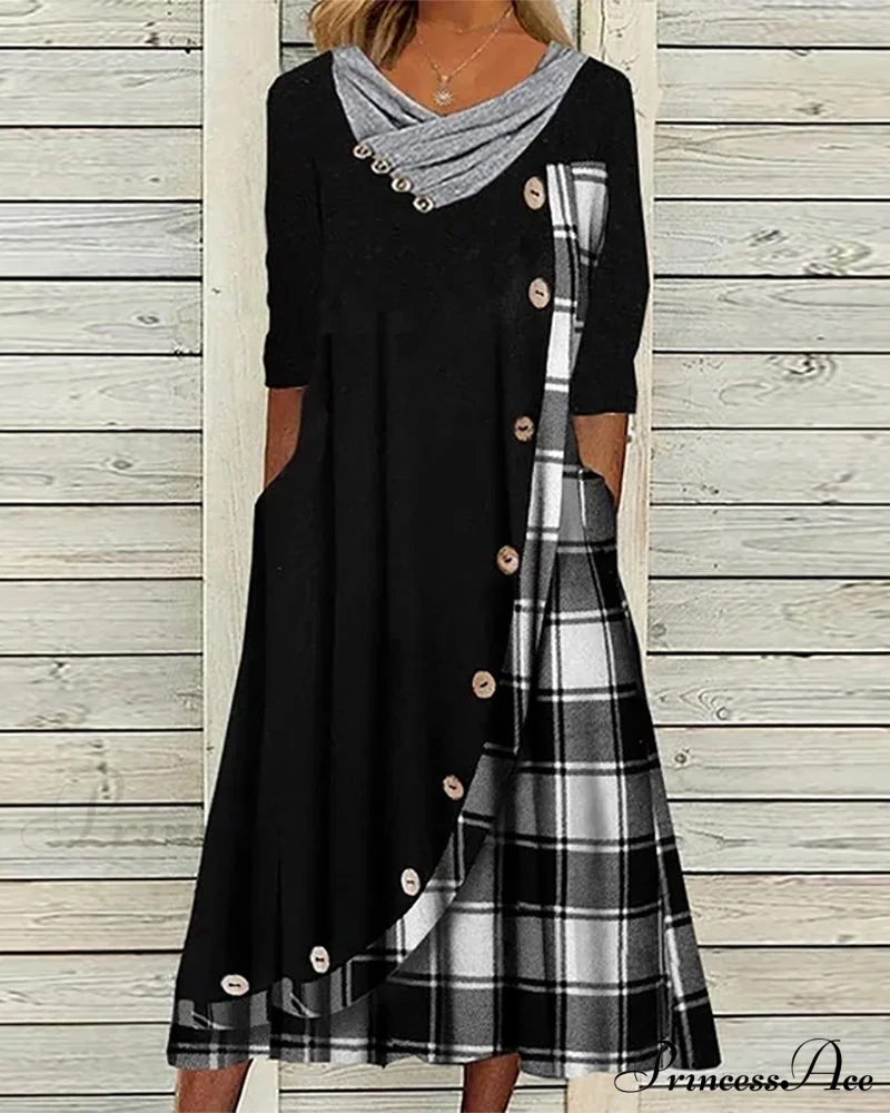 Panel long sleeve midi dress - Image 2