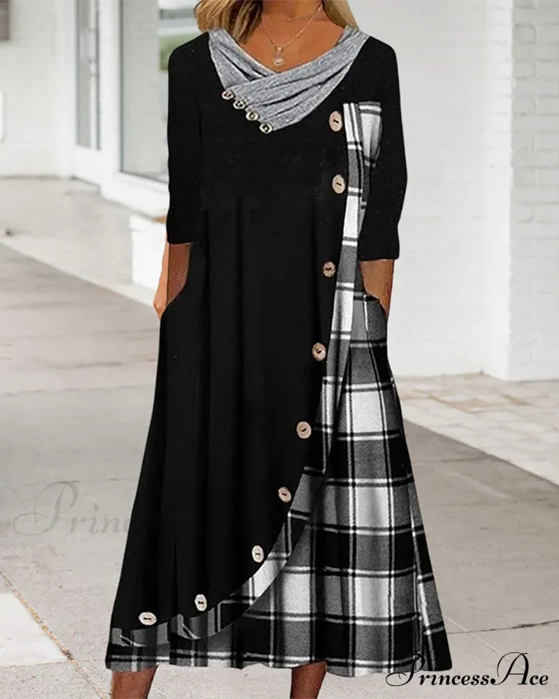 Panel long sleeve midi dress - Image 6