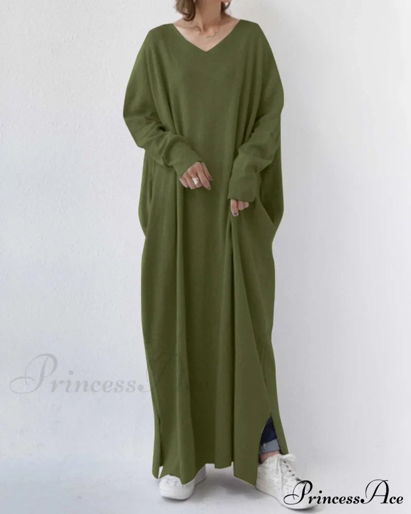 V Neck Swing Dress - Long Sleeve - Image 10