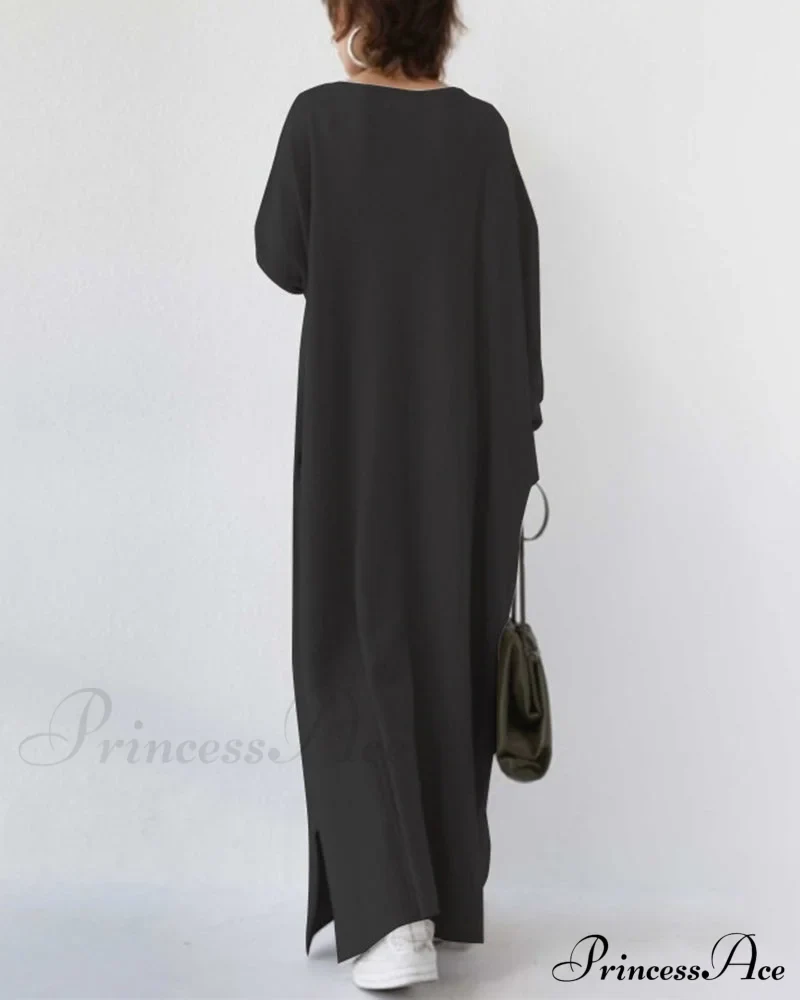 V Neck Swing Dress - Long Sleeve - Image 4