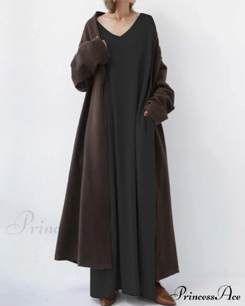 V Neck Swing Dress - Long Sleeve - Image 8