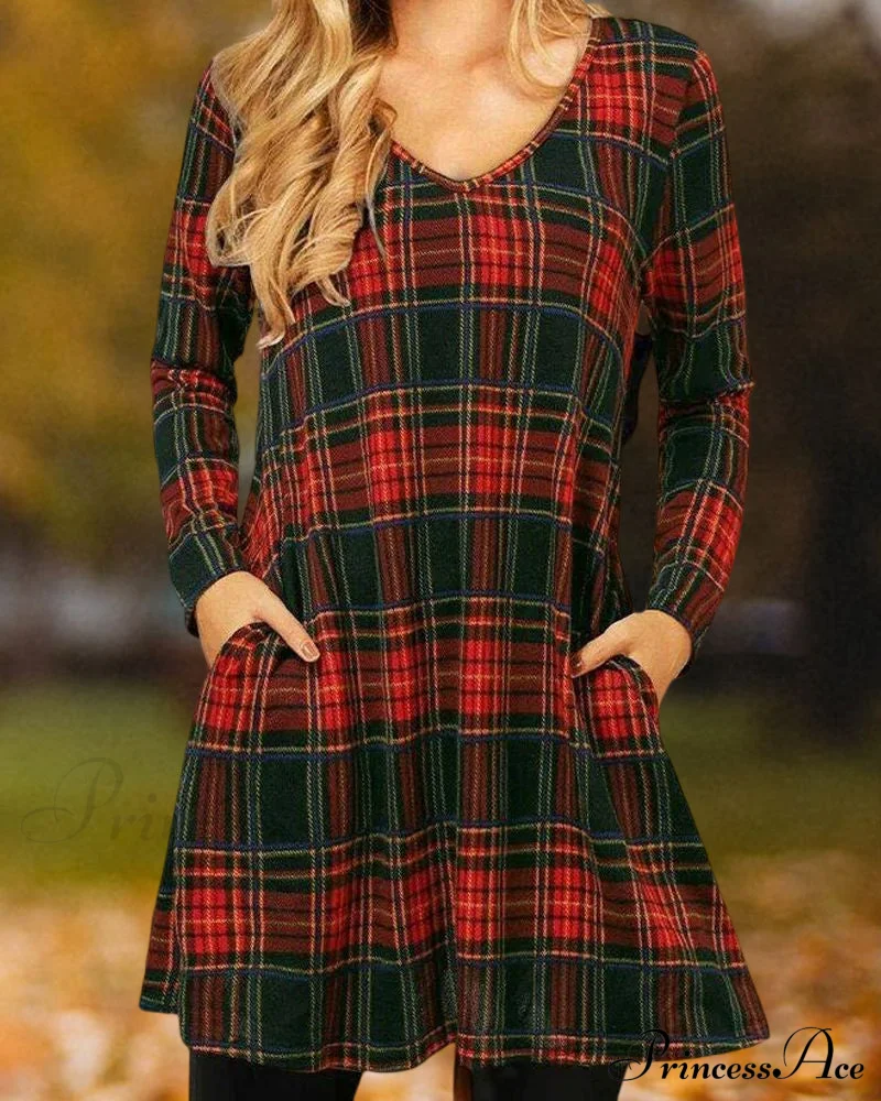 Checkered Print Loose Dress - Edition - Image 2