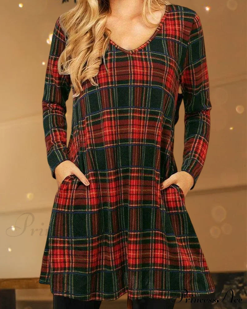 Checkered Print Loose Dress - Edition - Image 4