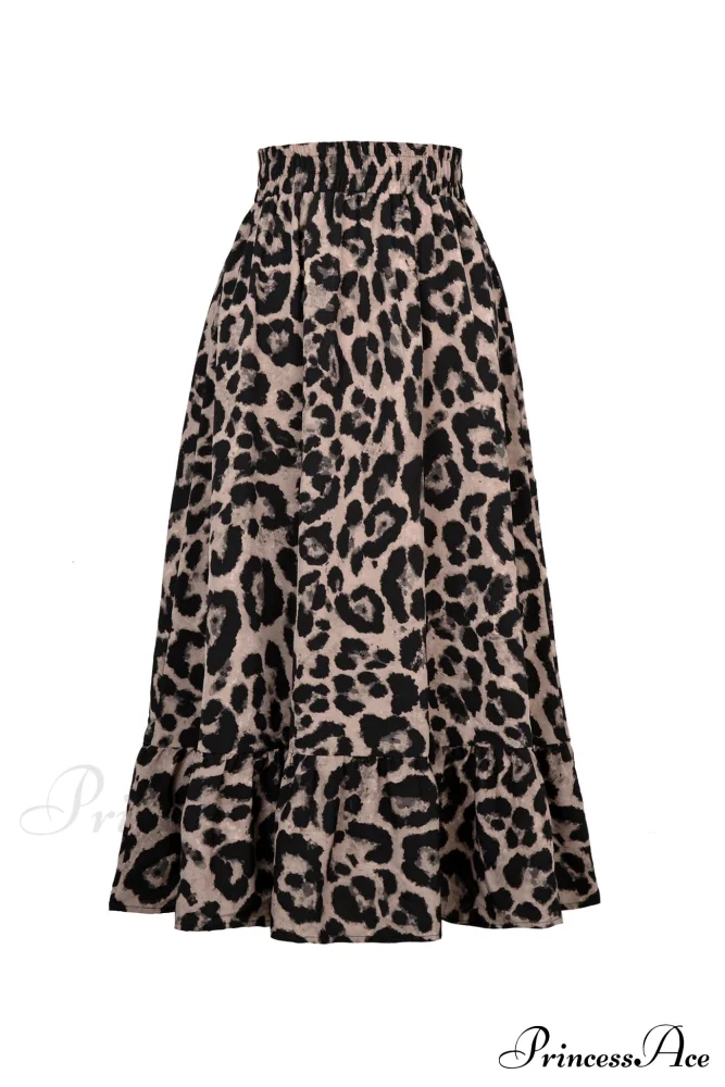 Leopard Print Pleated High Waist Skirt - Image 7